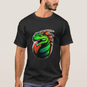 激しい緑のドラゴンのアートワーク Tシャツ (正面)