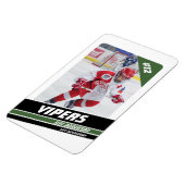 激しい緑の白にホッケープレーヤーのキープサケ マグネット (左側)