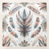 激しい羽毛 ガラスコースター (正面)