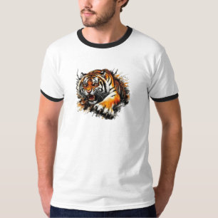 激しい虎の攻撃 Tシャツ