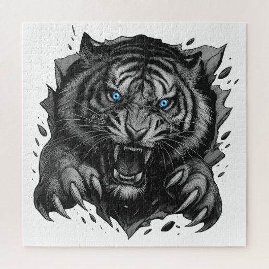 激しい虎の突破口はっきりした: & Wild ジグソーパズル (縦)