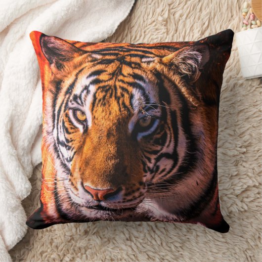 激しい虎 クッション (ブランケット)
