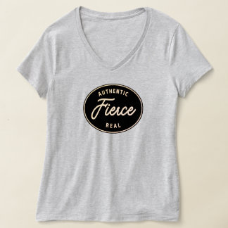 激しい贈り物、女性のVネックTシャツ、グレー Tシャツ