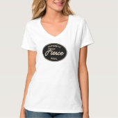 激しい贈り物，女性のVネックTシャツ，白 Tシャツ (正面)