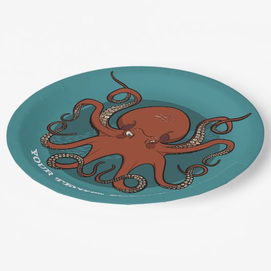 激しい赤いタコの触手漫画 ペーパープレート (アングル)