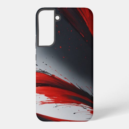 激しい赤と黒のブラシストロークアート SAMSUNG GALAXYケース (裏面)