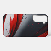 激しい赤と黒のブラシストロークアート SAMSUNG GALAXYケース (裏面横)