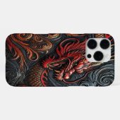 激しい赤龍レリーフアート iPhoneケース (裏面横)