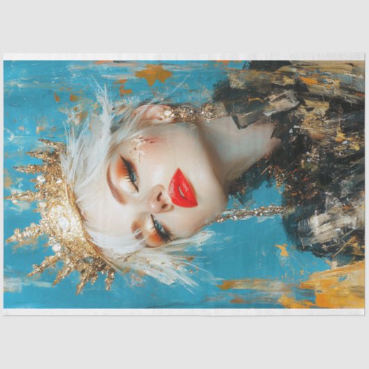 激しい金ゴールドクイーン抽象芸術アートデコパージュ 薄葉紙 (正面)