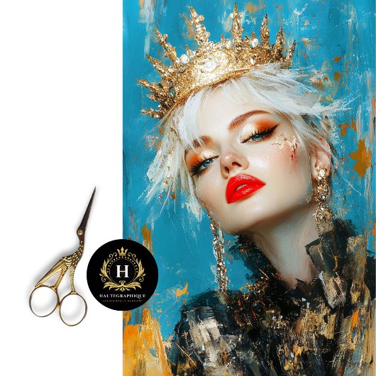 激しい金ゴールドクイーン抽象芸術アートデコパージュ 薄葉紙