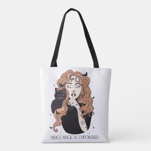 激しい魔法の力を与えられた女性の魔女 トートバッグ (裏面)