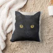 激しい黒猫の顔写真、猫好き クッション (ブランケット)