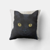激しい黒猫の顔写真、猫好き クッション (裏面)