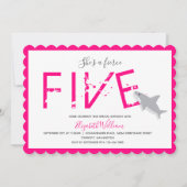 激しい5熱いピンクのサメ動物5位 招待状 (正面)