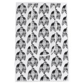 激しい《鳥》ハヤブサの黒の白 ミディアムペーパーバッグ (裏面)