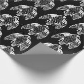 激しい《鳥》ハヤブサ白の黒いラッピング紙 ラッピングペーパー (角)