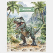 激しいTレックス毛布カスタムの少年の名前 フリースブランケット (正面)