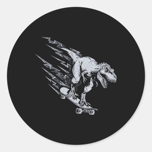 激しいT-Rexスケートボード稲妻スピード ラウンドシール (正面)