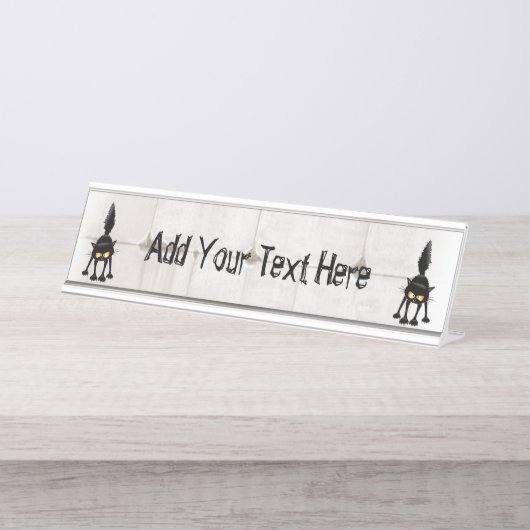 激しおもしろいい黒猫の漫画 デスクネームプレート (正面)