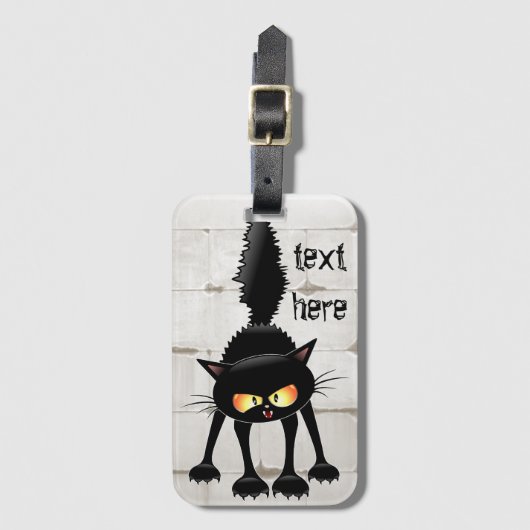 激しおもしろいい黒猫の漫画 ラゲッジタグ (正面縦)