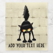 激しおもしろいい黒猫の漫画 ワインラベル (シングルラベル)