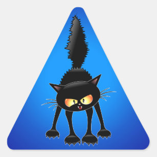 激しおもしろいい黒猫の漫画 三角形シール