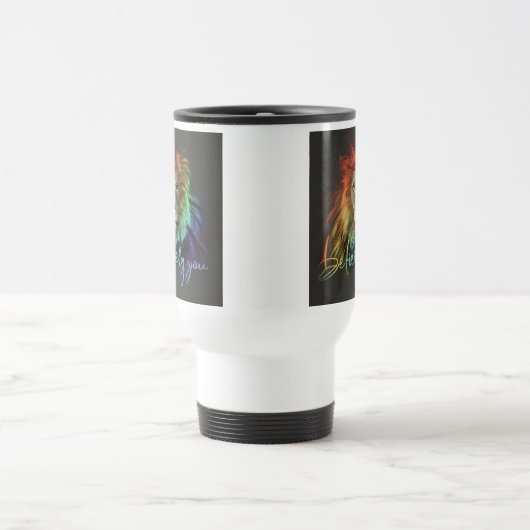 "激しくなりなさい"コーヒーマグ旅行。 トラベルマグ (中央)