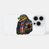 激しく愛国的なアリゲーター・バイカー・レザー・ジャケット・スタイル iPhoneケース (裏面横)