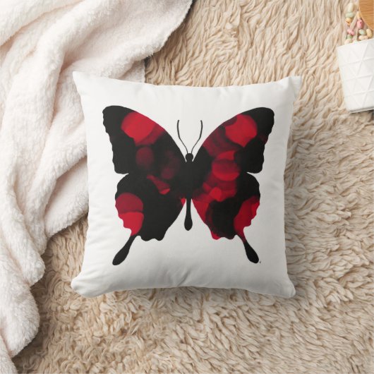 激しく赤い蝶 クッション (ブランケット)
