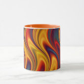 激しく赤く黄色い青の波 マグカップ (中央)