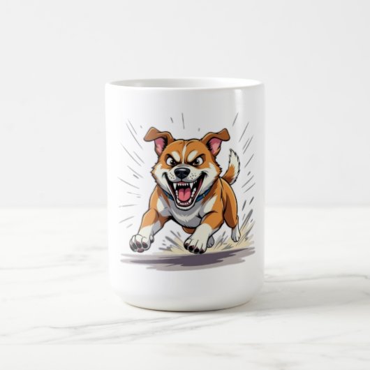 激しく走る犬 - 力強さと動きのあるイラスト コーヒーマグカップ (中央)