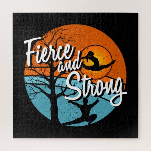 激しく、強い女性体操をする ジグソーパズル (縦)