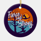 激しく、強い女性体操をする セラミックオーナメント (正面)