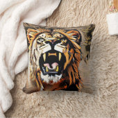 激し威厳のあるい獅子 – 百獣の王 クッション (ブランケット)