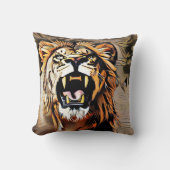 激し威厳のあるい獅子 – 百獣の王 クッション (正面)