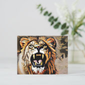 激し威厳のあるい獅子 – 百獣の王 ポストカード (スタンド正面)