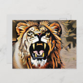 激し威厳のあるい獅子 – 百獣の王 ポストカード (正面/裏面)