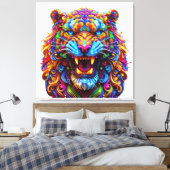 激し白熱［赤熱］光を放つい虎 キャンバスプリント (インサイチュ (寝室))