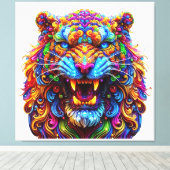 激し白熱［赤熱］光を放つい虎 キャンバスプリント (インサイチュ (ウッドフロア))