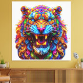 激し白熱［赤熱］光を放つい虎 キャンバスプリント (インサイチュ (リビング))