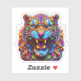 激し白熱［赤熱］光を放つい虎 シール