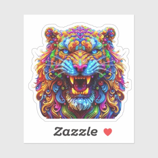 激し白熱［赤熱］光を放つい虎 シール (シート)