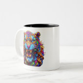 激し白熱［赤熱］光を放つい虎 ツートーンマグカップ (正面左)