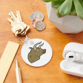 激怒しい牛素朴頭野生動物 キーホルダー