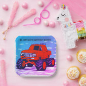 激怒の怒り：赤いモンスタートラック ペーパープレート (パーティー)