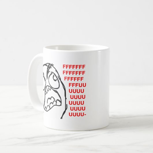 激怒の顔の激怒の喜劇的なミームのlolのrofl コーヒーマグカップ (正面左)