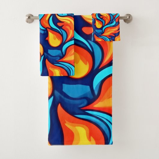 激怒ブルー抽象芸術 バスタオルセット (インサイチュ)