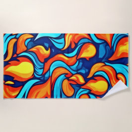 激怒ブルー抽象芸術 ビーチタオル
