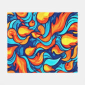 激怒ブルー抽象芸術 フリースブランケット (正面(横))