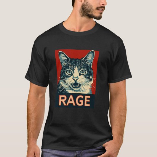 激怒猫Tシャツ 面白い猫グラフィックTシャツ Tシャツ (正面)